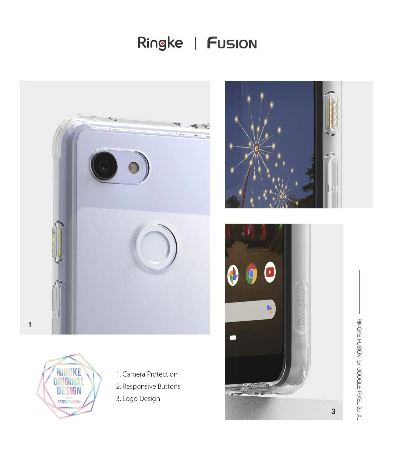 Clear Fusion Back Cover Case for Google Pixel 3a XL