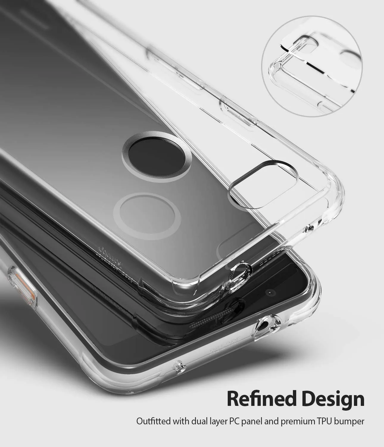Clear Fusion Back Cover Case for Google Pixel 3a XL