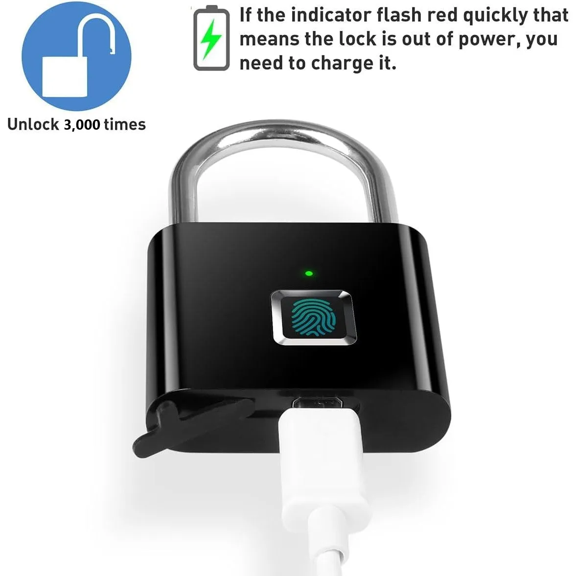 GorillaLock Travel Waterproof Keyless Biometric Fingerprint Padlock