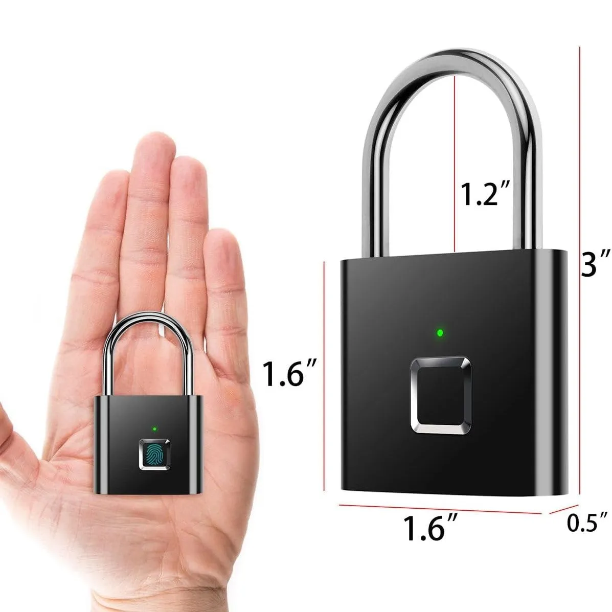 GorillaLock Travel Waterproof Keyless Biometric Fingerprint Padlock