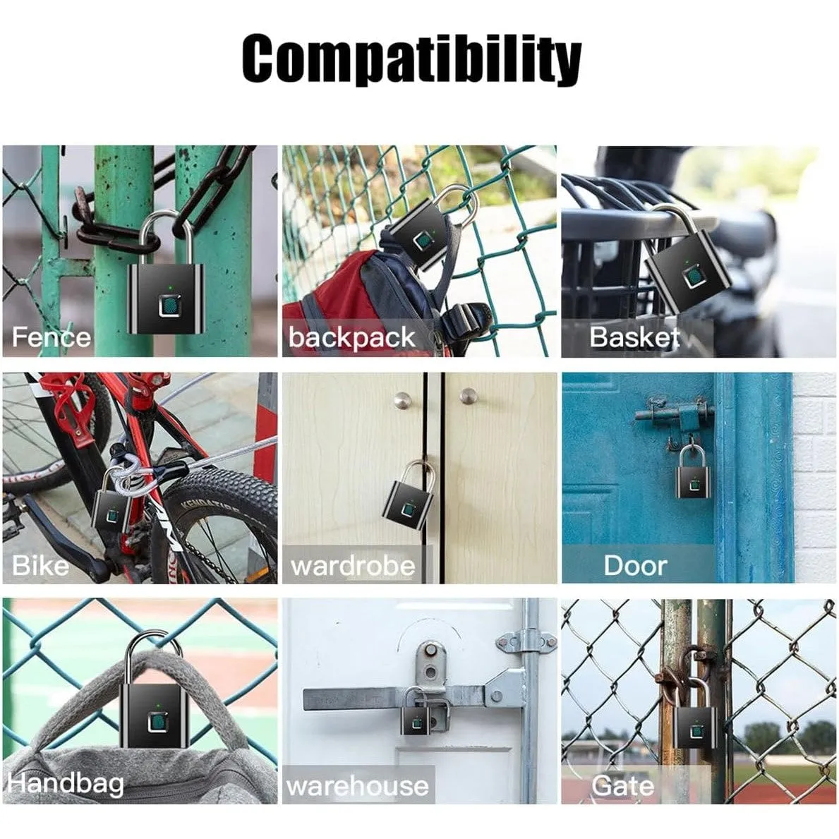 GorillaLock Travel Waterproof Keyless Biometric Fingerprint Padlock