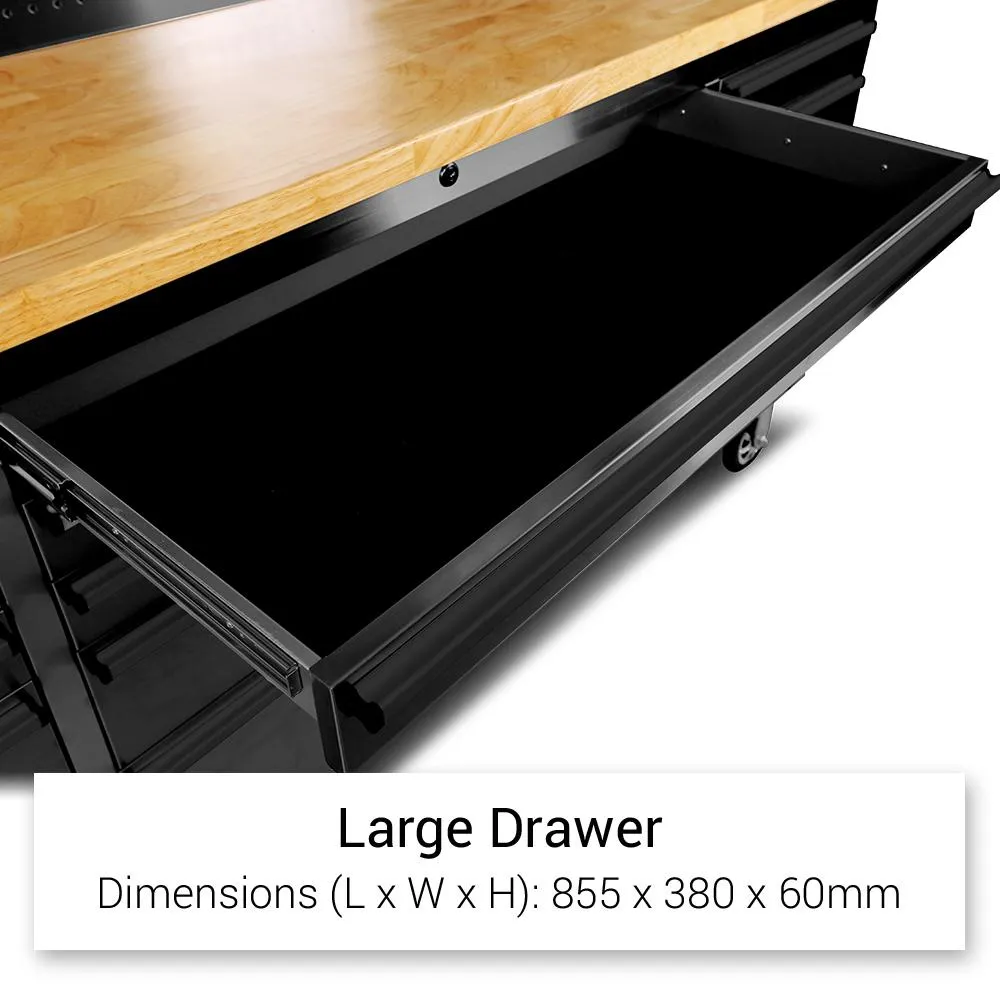 GT 1.8M Black Steel 15 Drawer Workbench Combo