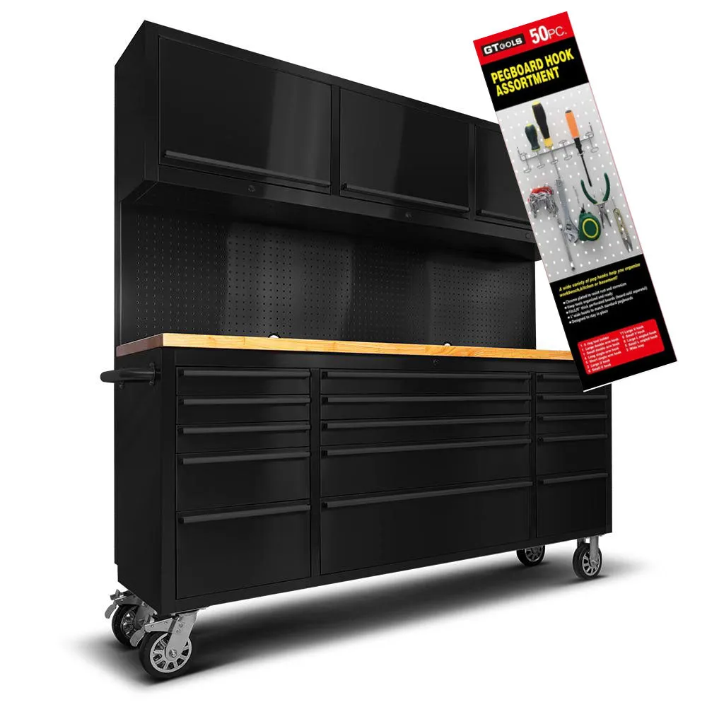 GT 1.8M Black Steel 15 Drawer Workbench Combo