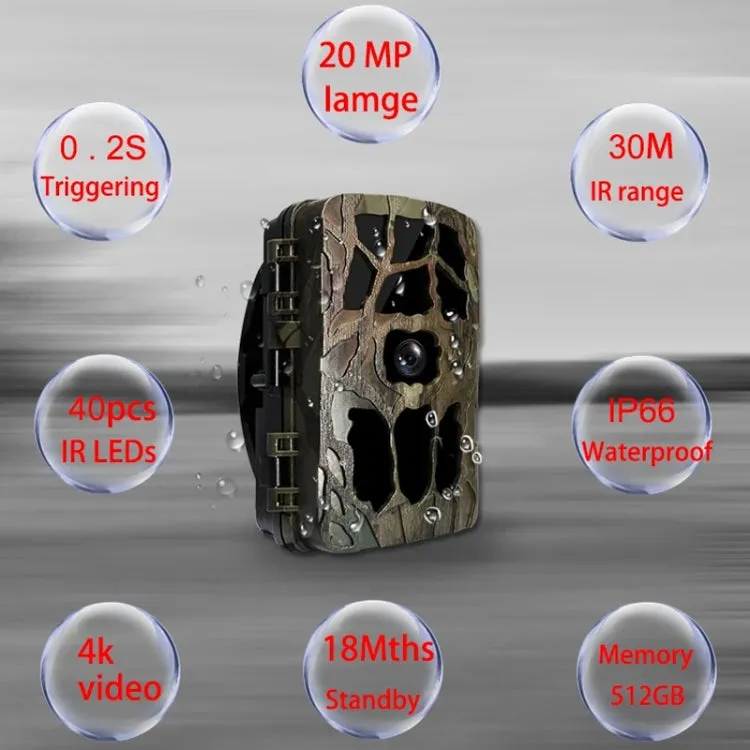 H982 4K Infrared Waterproof Induction Night Vision Monitor Animal HD Outdoor Cameras(Camouflage)