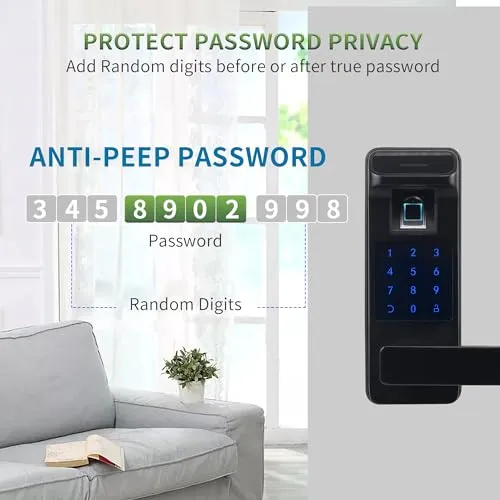 Harfo Smart Door Lock, Keyless Entry Door Lock, Fingerprint Door Lock, Door Locks with Keypads, Full App Control Digital Door Lock, Keypad Lock Electronic Door Lock, Biometric Door Lock (Black)