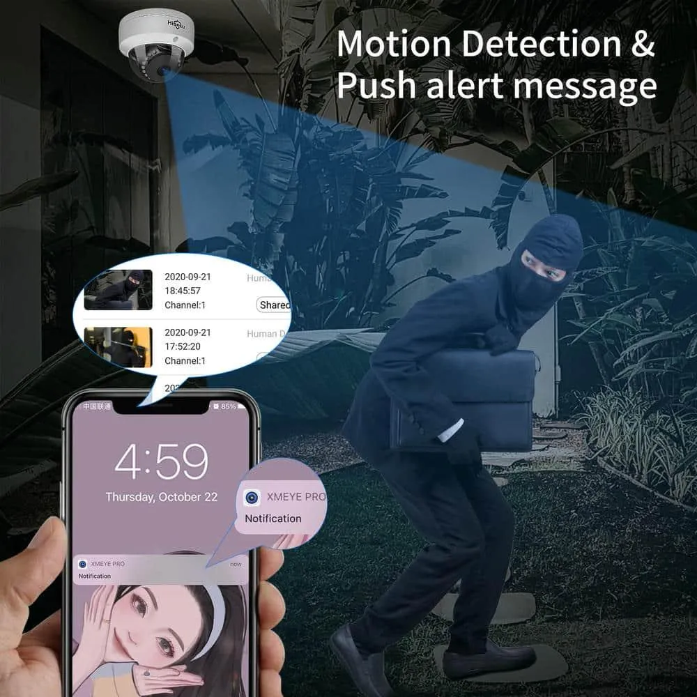 Hiseeu 5MP PoE Dome Security Camera with Audio, IP Network Camera for Indoor Outdoor Security