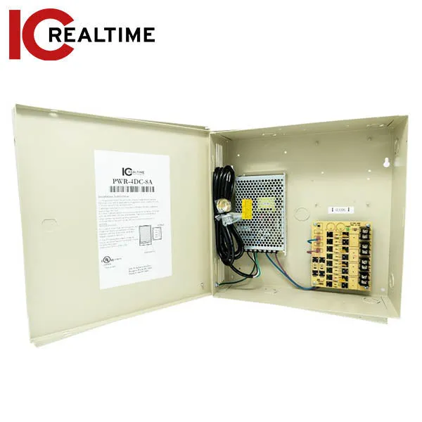IC Realtime - PWR-4DC-8A / 4 Channel Power Supply / 12VDC Distribution Box / 8 Amps