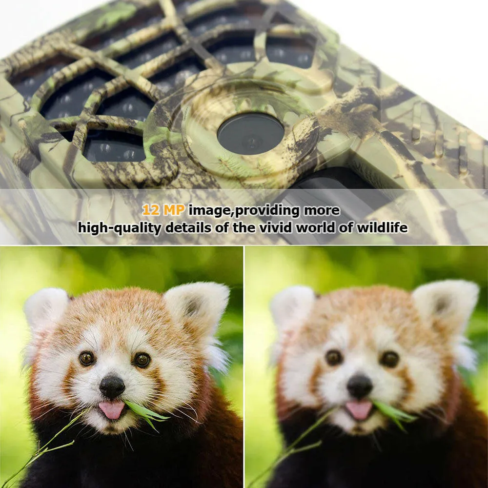 Infrared Camera HD Outdoor Wild Trail Camera 12MP 120°Detecting Range 46pcs LED Lights for Night Vision Wildlife Monitoring Game Hunting Scouting Cam Home Security