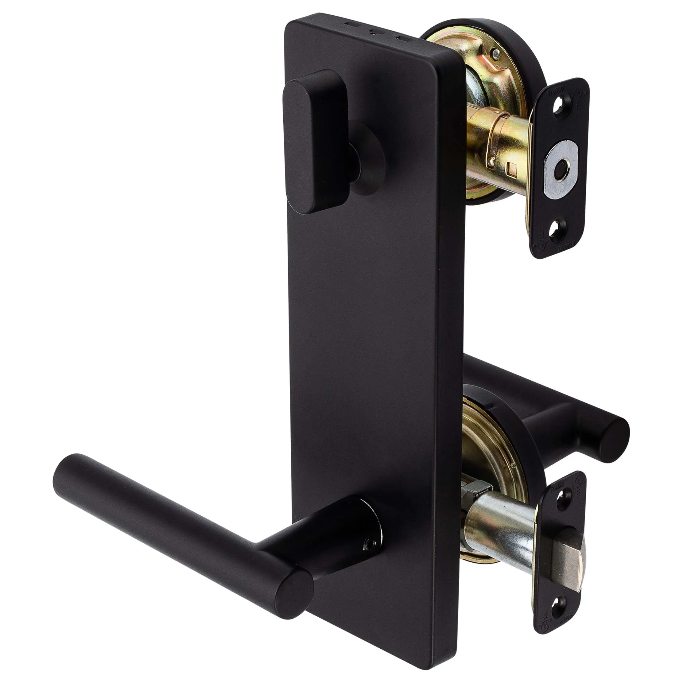 Interconnected Door Lock Reversible Passage Lever, UL Fire Rated, ANSI 2, Contemporary Style Riley Collection