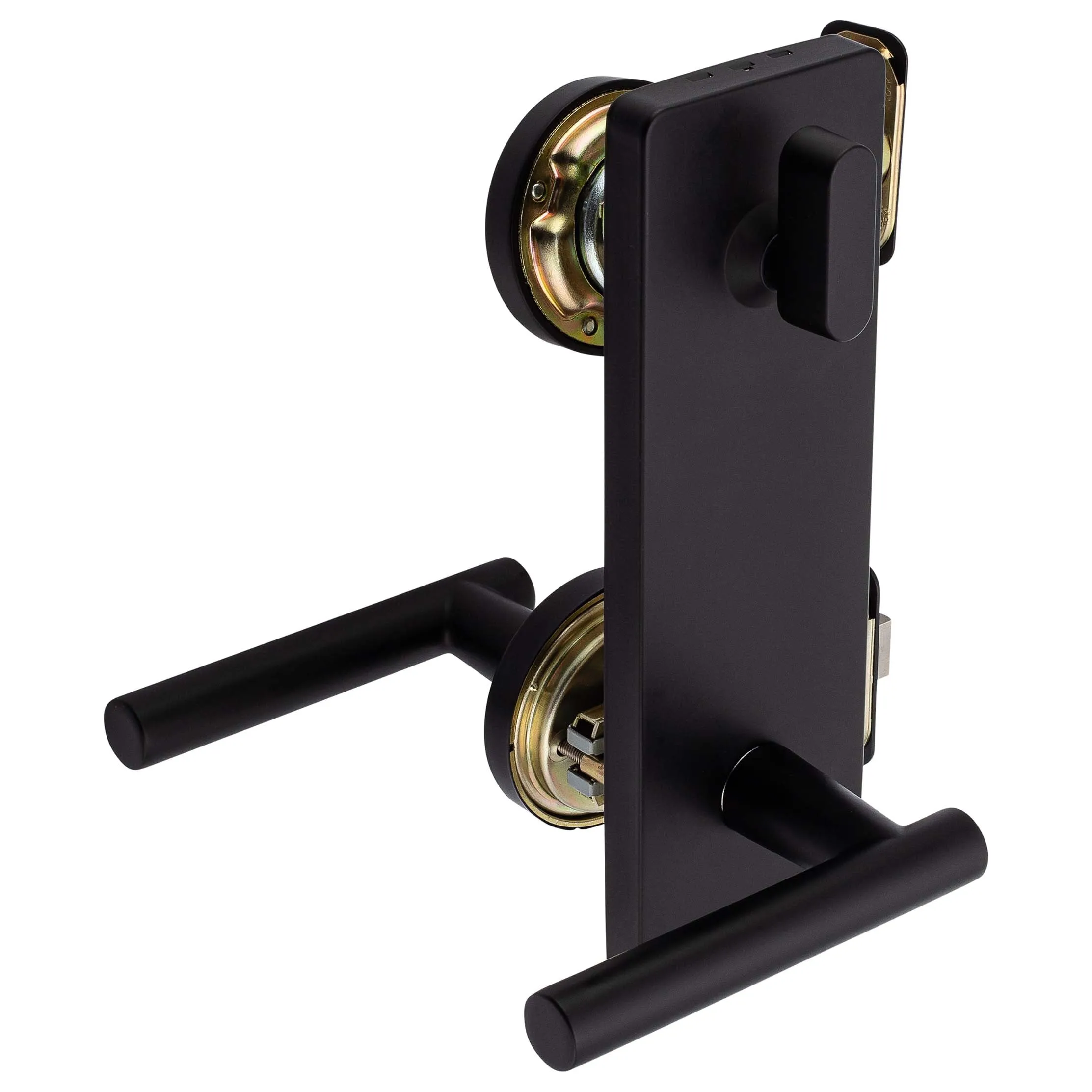 Interconnected Door Lock Reversible Passage Lever, UL Fire Rated, ANSI 2, Contemporary Style Riley Collection