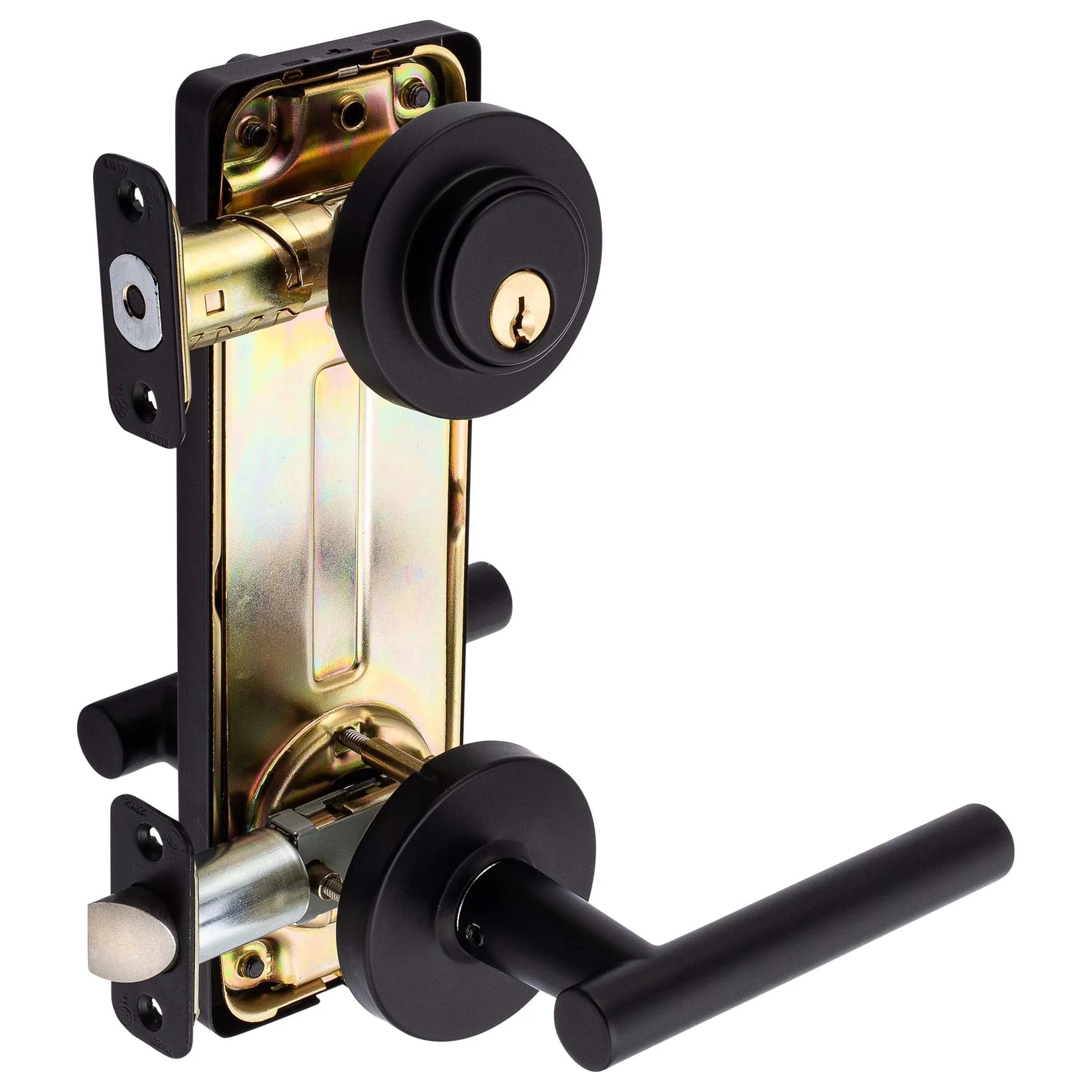 Interconnected Door Lock Reversible Passage Lever, UL Fire Rated, ANSI 2, Contemporary Style Riley Collection