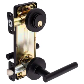 Interconnected Door Lock Reversible Passage Lever, UL Fire Rated, ANSI 2, Contemporary Style Riley Collection