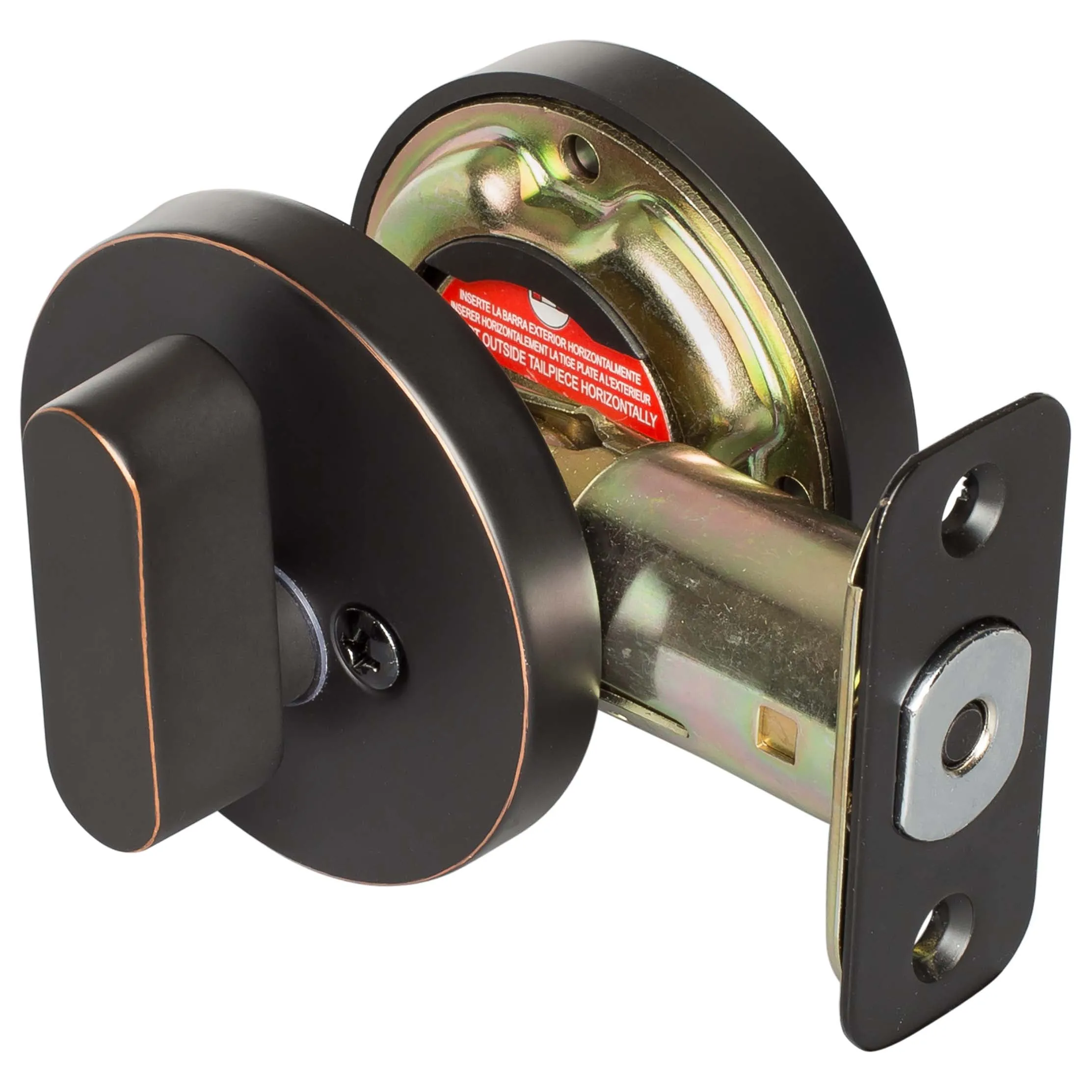 Keyed Single Cylinder Contemporary Deadbolt, Round Escutcheon