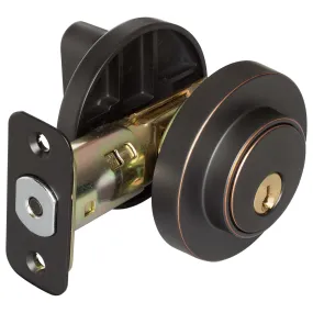 Keyed Single Cylinder Contemporary Deadbolt, Round Escutcheon
