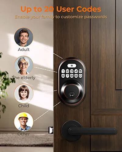 Keyless Entry Door Lock, KAWDEN Electronic Keypad Deadbolt Lock, Anti-Peeping Door Locks with Keypads, Smart Lock for Front Door Set, Auto-Lock, Backlit Design, Easy Installation, Oil Rubbed Bronze