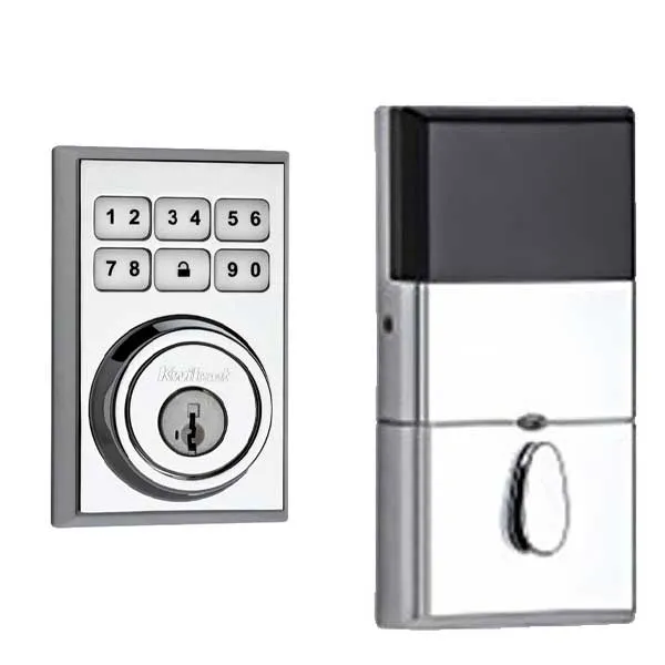 Kwikset - SmartCode 910CNT - Electronic Contemporary Deadbolt - 26 - Polished Chrome - Home Connect - Z-Wave - SmartKey Technology