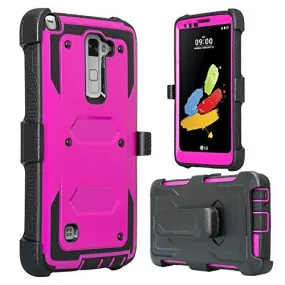 LG Stylo 2 Case, LG Stylo 2 V Case, Triple Protection 3-1 w/ Built in Screen Protector Heavy Duty Holster Shell Combo Case - Purple