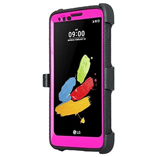 LG Stylo 2 Case, LG Stylo 2 V Case, Triple Protection 3-1 w/ Built in Screen Protector Heavy Duty Holster Shell Combo Case - Purple
