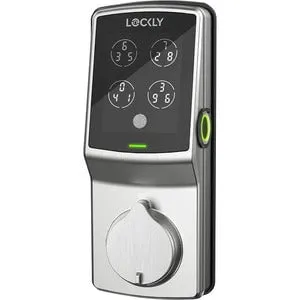 Lockly Secure Plus, BLE Smart Deadbolt Door Lock, Fingerprint Access, Touchscreen, iOS and Android Compatible. DIY Installation. Colour Satin Nickel