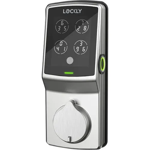 Lockly Secure Plus, BLE Smart Deadbolt Door Lock, Fingerprint Access, Touchscreen, iOS and Android Compatible. DIY Installation. Colour Satin Nickel
