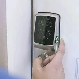 Lockly Secure Plus, BLE Smart Deadbolt Door Lock, Fingerprint Access, Touchscreen, iOS and Android Compatible. DIY Installation. Colour Satin Nickel