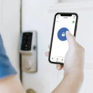 Lockly Secure Plus, BLE Smart Deadbolt Door Lock, Fingerprint Access, Touchscreen, iOS and Android Compatible. DIY Installation. Colour Satin Nickel