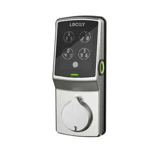 Lockly Secure Plus, BLE Smart Deadbolt Door Lock, Fingerprint Access, Touchscreen, iOS and Android Compatible. DIY Installation. Colour Satin Nickel