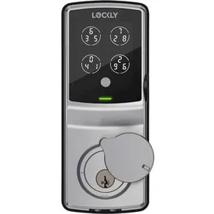 Lockly Secure Plus, BLE Smart Deadbolt Door Lock, Fingerprint Access, Touchscreen, iOS and Android Compatible. DIY Installation. Colour Satin Nickel