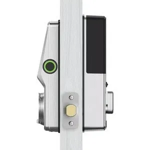 Lockly Secure Plus, BLE Smart Deadbolt Door Lock, Fingerprint Access, Touchscreen, iOS and Android Compatible. DIY Installation. Colour Satin Nickel