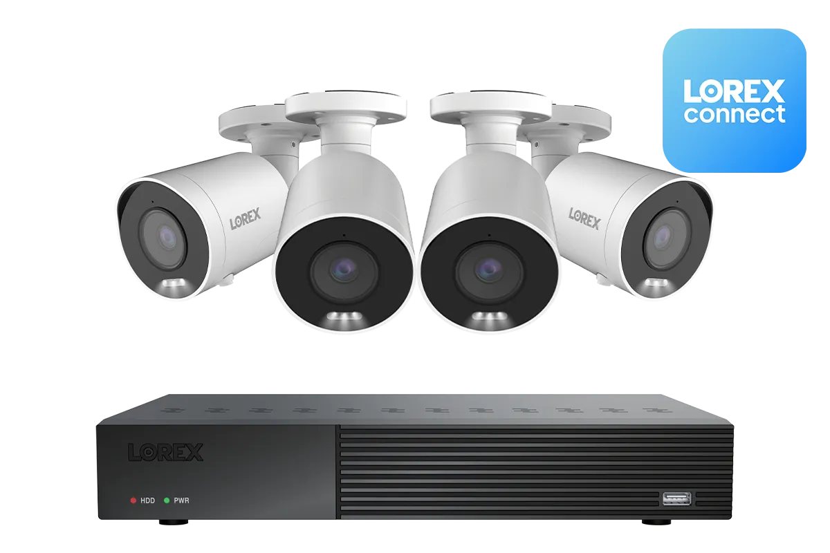 Lorex Connect 4K 8 Camera Capable 1TB Wired NVR System with 4K IP Bullet Security Cameras (works with Lorex Connect App)