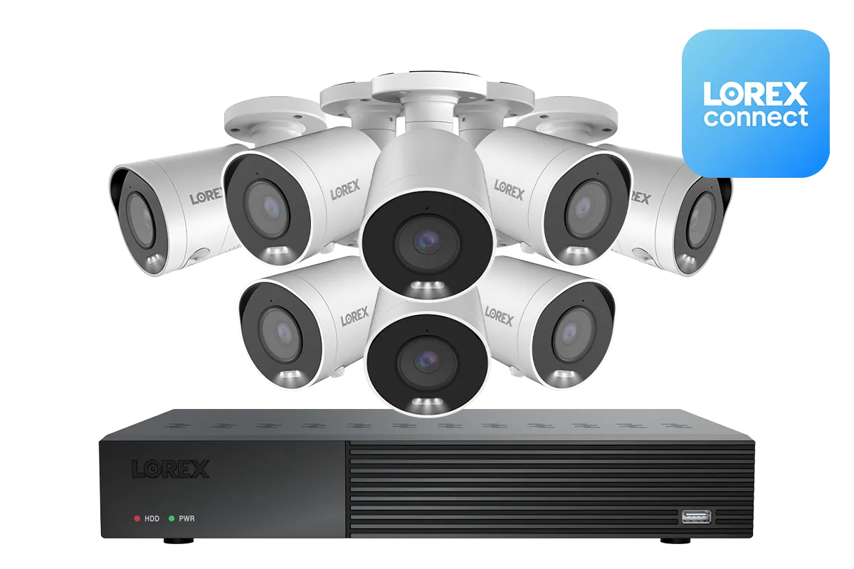 Lorex Connect 4K 8 Camera Capable 1TB Wired NVR System with 4K IP Bullet Security Cameras (works with Lorex Connect App)