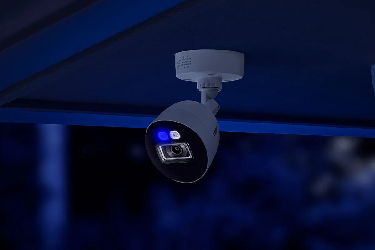 Lorex Fusion 4K 12-Channel 2TB Wired DVR System with 4 Smart Deterrence Cameras and One 2K Indoor Wi-Fi Camera
