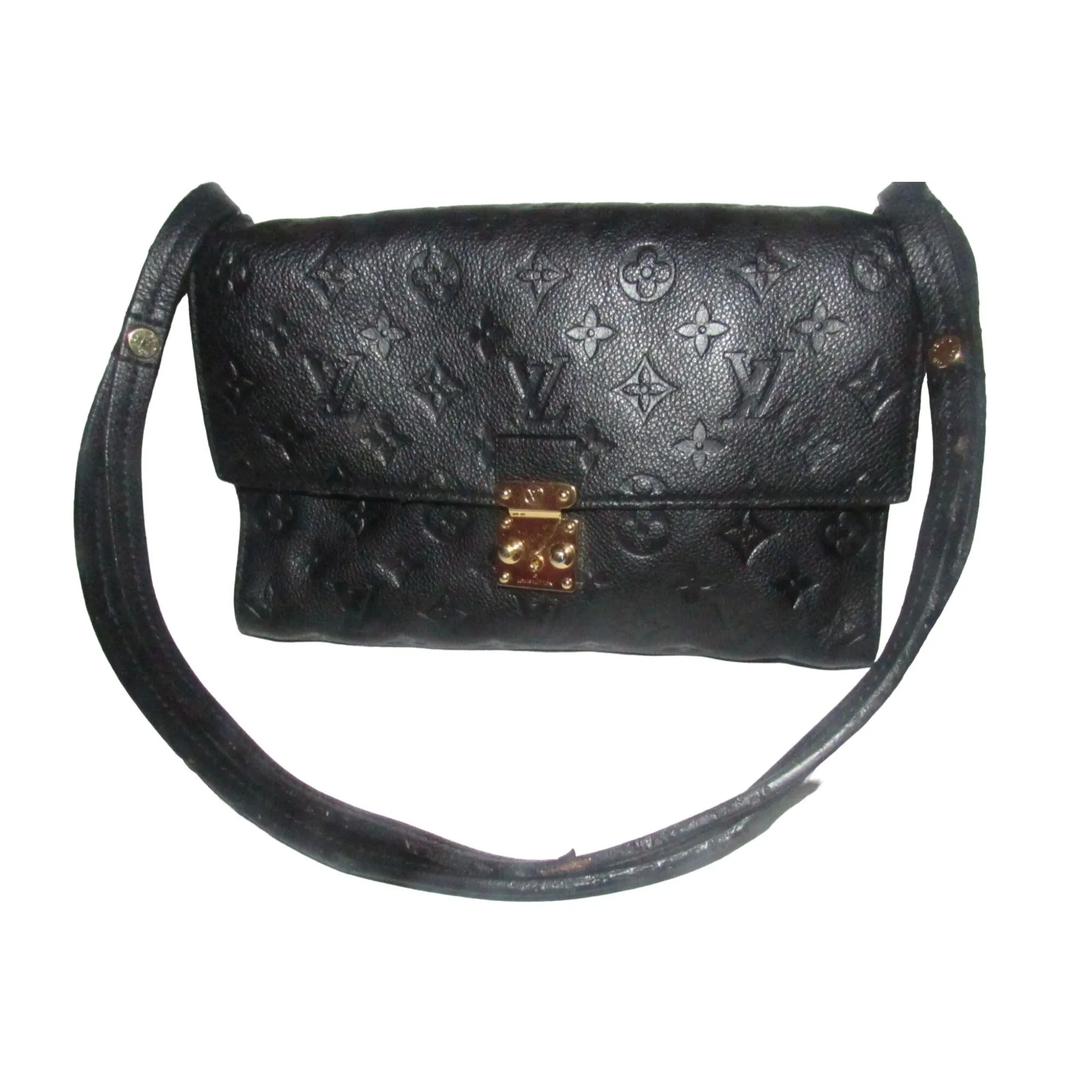 Louis Vuition Vavin Black Empriente Leather Shoulder Bag with a Rolled Leather Adjustable Strap & Lots of Compartments