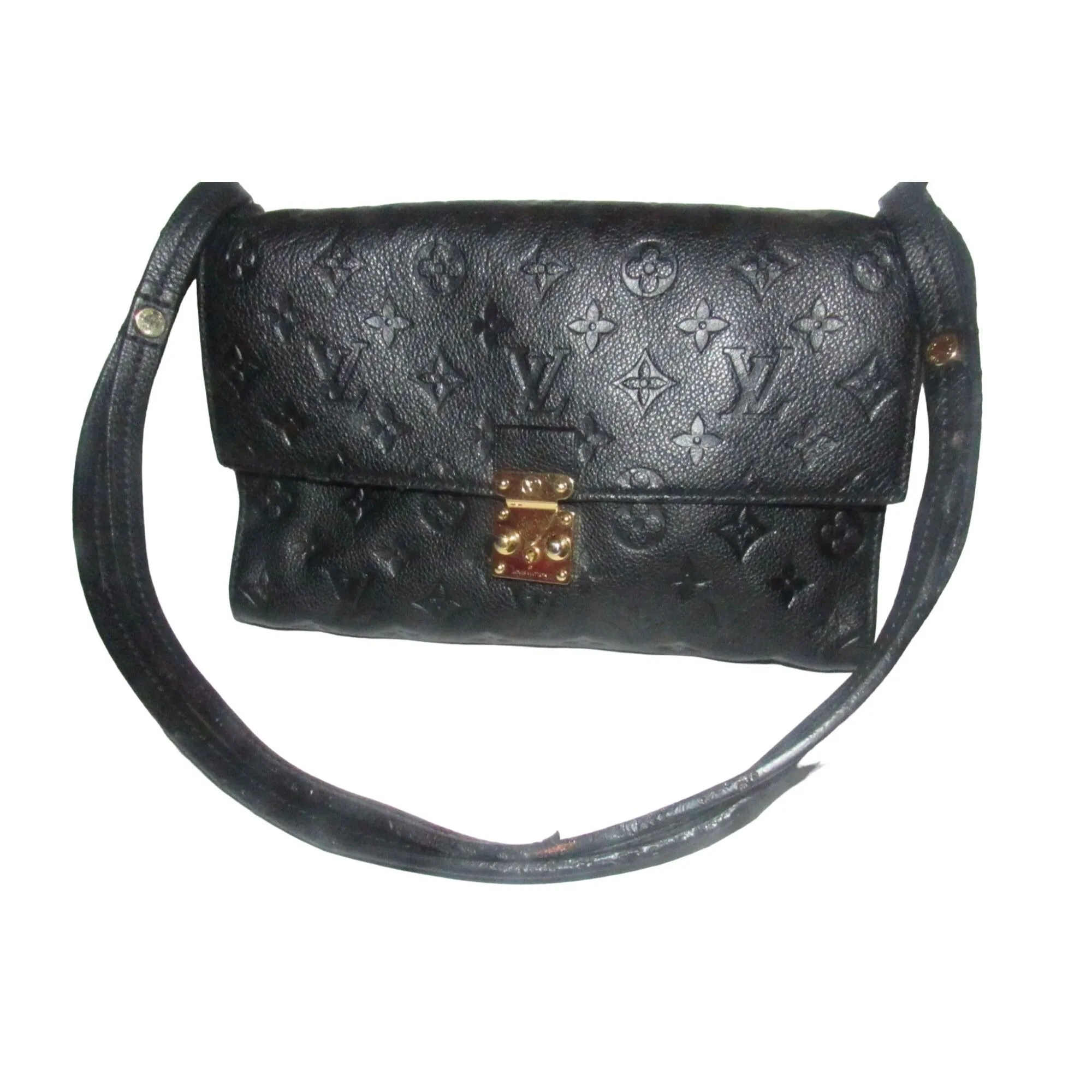 Louis Vuition Vavin Black Empriente Leather Shoulder Bag with a Rolled Leather Adjustable Strap & Lots of Compartments