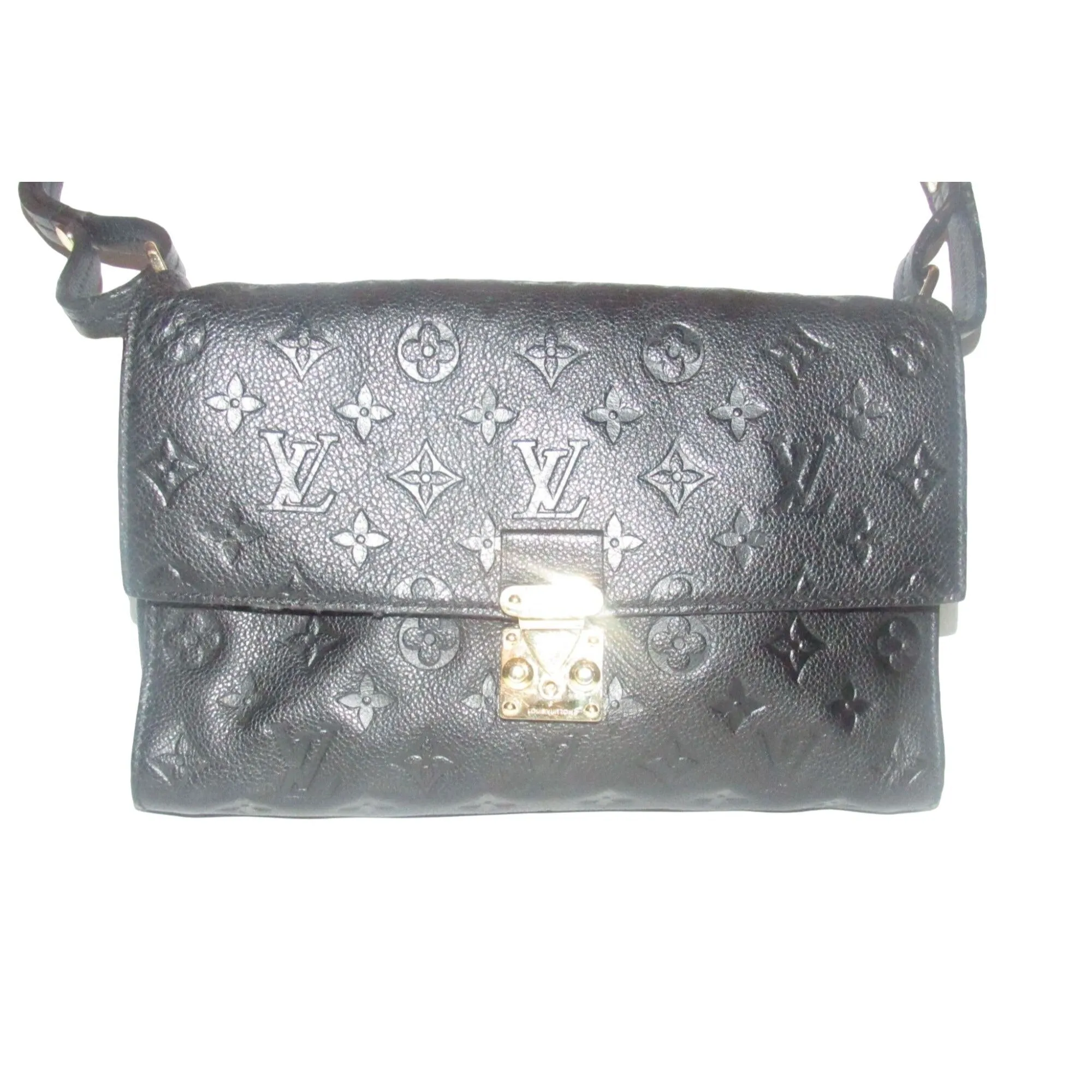 Louis Vuition Vavin Black Empriente Leather Shoulder Bag with a Rolled Leather Adjustable Strap & Lots of Compartments
