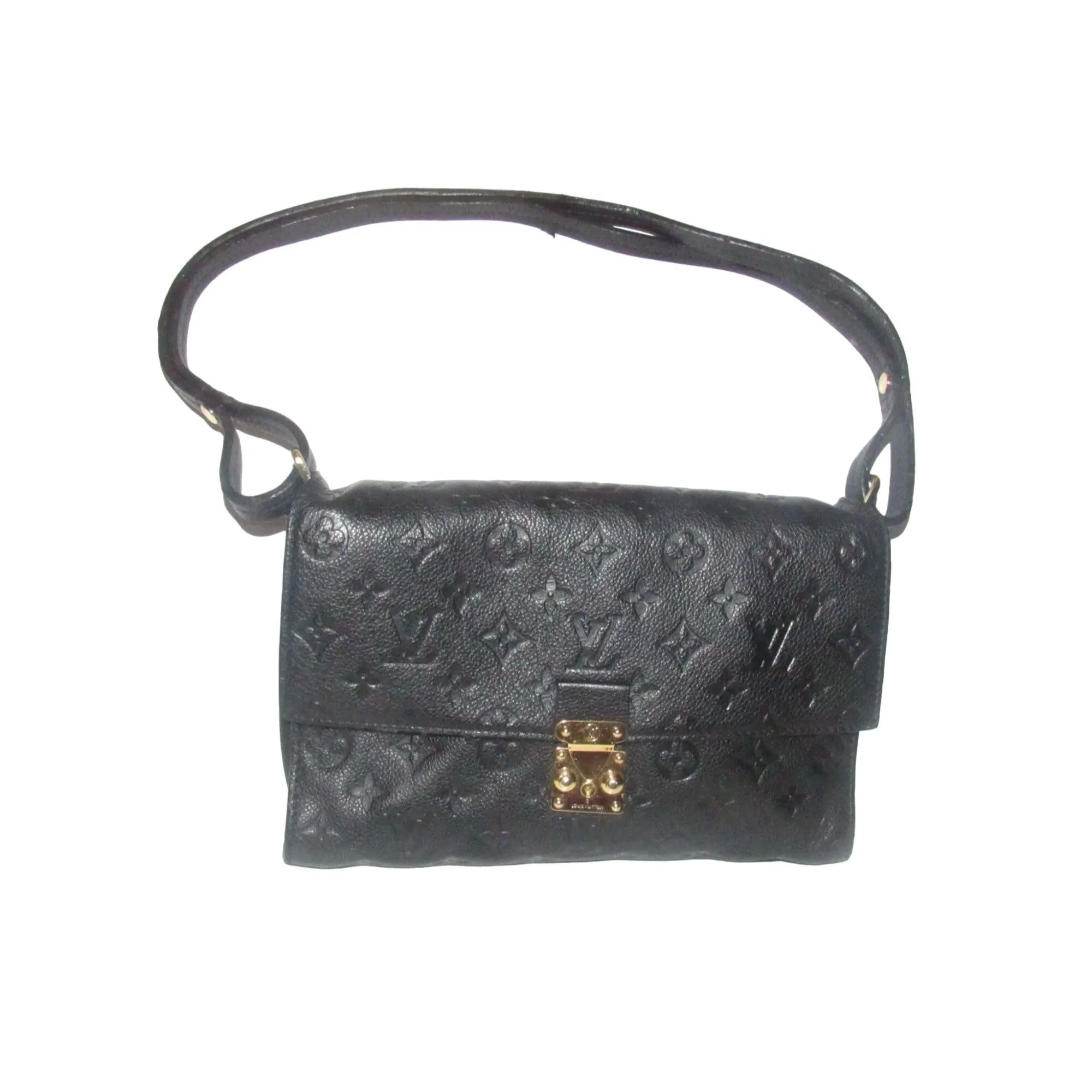 Louis Vuition Vavin Black Empriente Leather Shoulder Bag with a Rolled Leather Adjustable Strap & Lots of Compartments