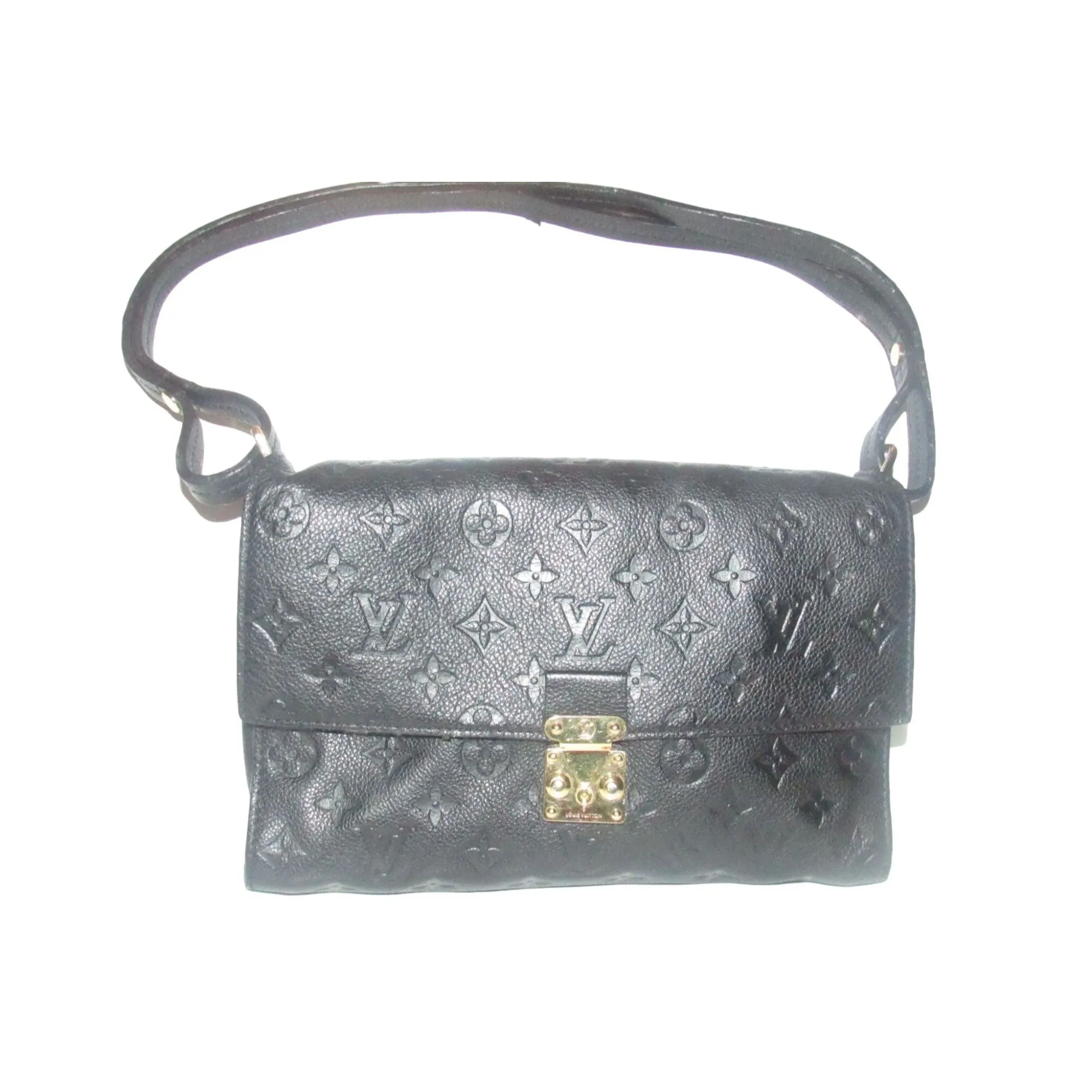 Louis Vuition Vavin Black Empriente Leather Shoulder Bag with a Rolled Leather Adjustable Strap & Lots of Compartments