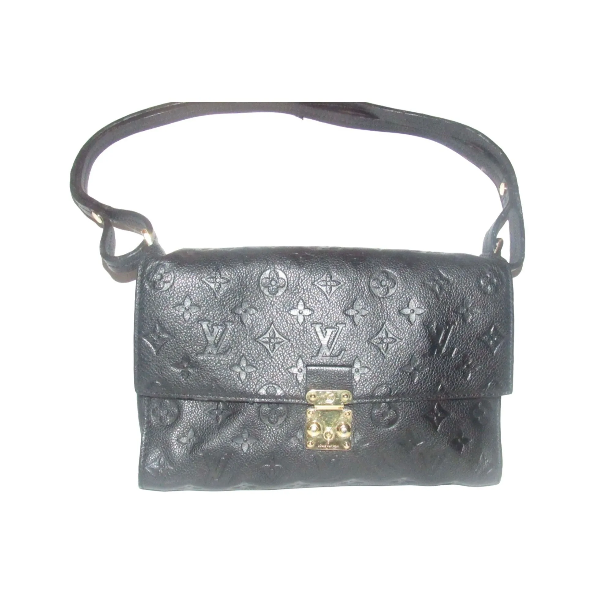 Louis Vuition Vavin Black Empriente Leather Shoulder Bag with a Rolled Leather Adjustable Strap & Lots of Compartments
