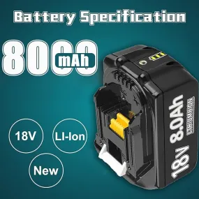 Makita Battery 6.0Mah | 18V Replacement Compatible Battery for Makita 18V BL1860 BL1860B BL1850 BL1840 BL1830 BL1815 BL1845 BL1860B 194205-3 | Longer Operational Time
