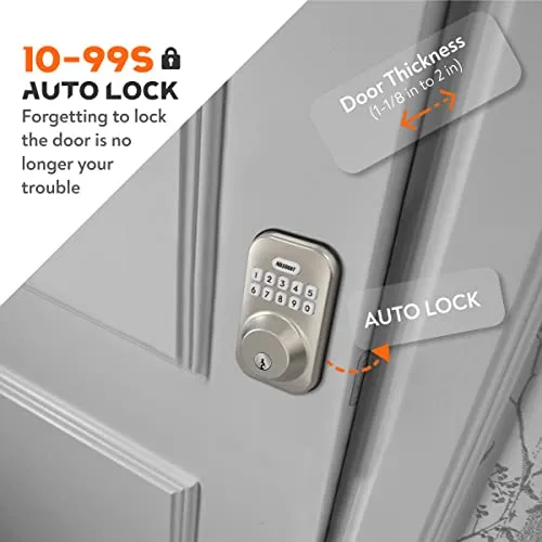 MASOANT Keyless Entry Smart Door Lock Electronic Keypad Deadbolt Lock with Keypads and Key Front Door Lock Set Auto Lock Anti-Peeping Password Weatherproofing Brushed Nickel