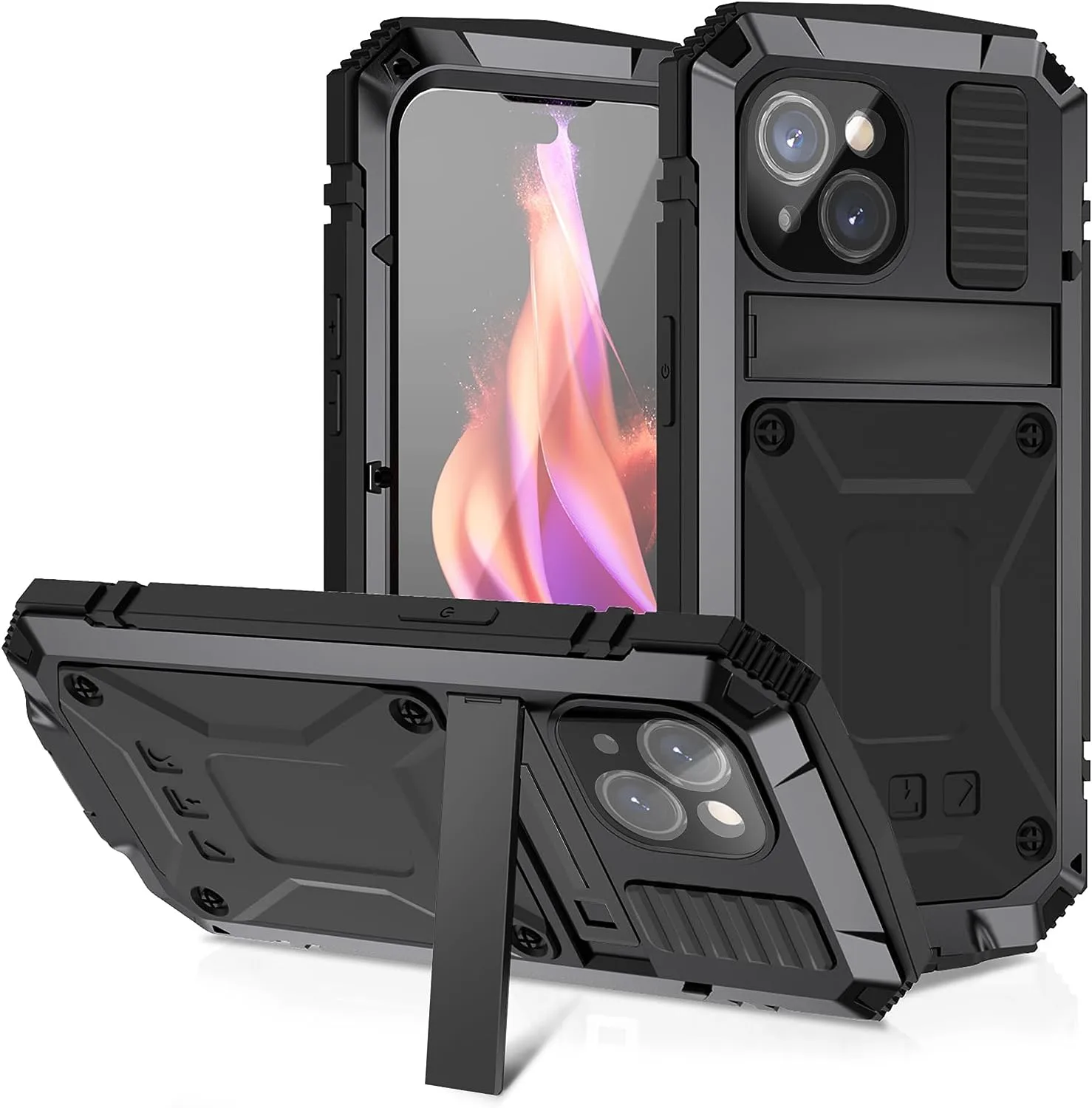 Military Heavy Duty Sturdy Protector Cover Hard Case for 15 Plus Black