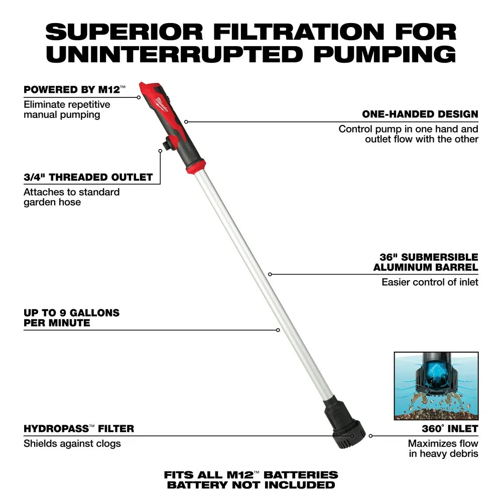 Milwaukee 2579-20x2BSK M12 12V Stick Transfer Pump w/ 4AH and 2AH Starter Kit