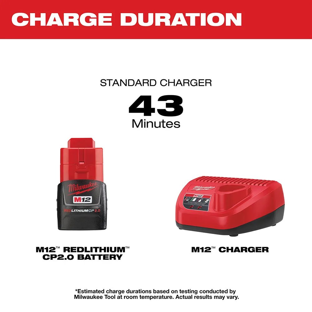 Milwaukee 48-59-2420 M12 12V 2.0Ah REDLITHIUM Battery/Charger Starter Kit