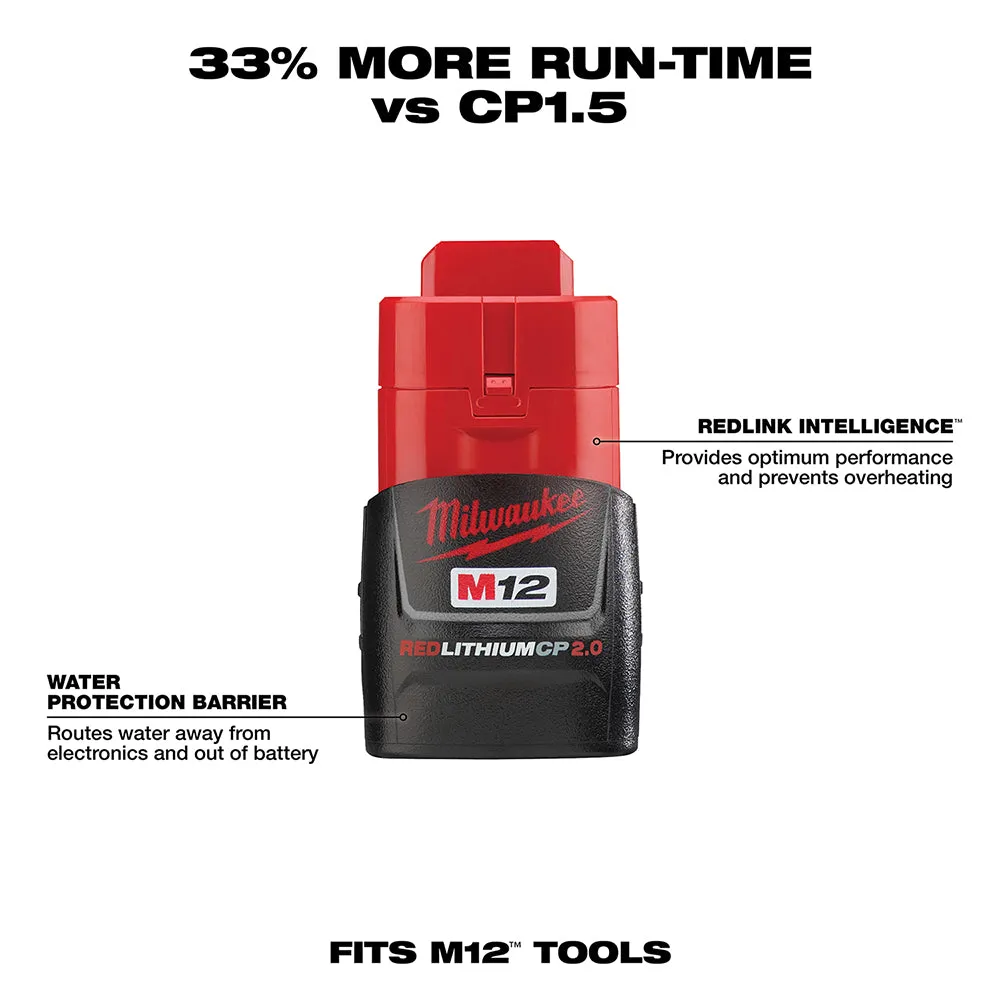 Milwaukee 48-59-2420 M12 12V 2.0Ah REDLITHIUM Battery/Charger Starter Kit