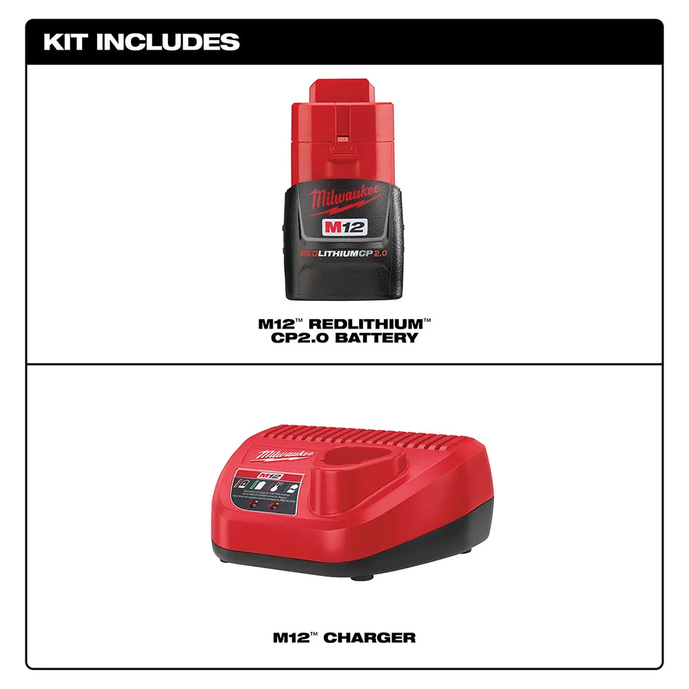 Milwaukee 48-59-2420 M12 12V 2.0Ah REDLITHIUM Battery/Charger Starter Kit