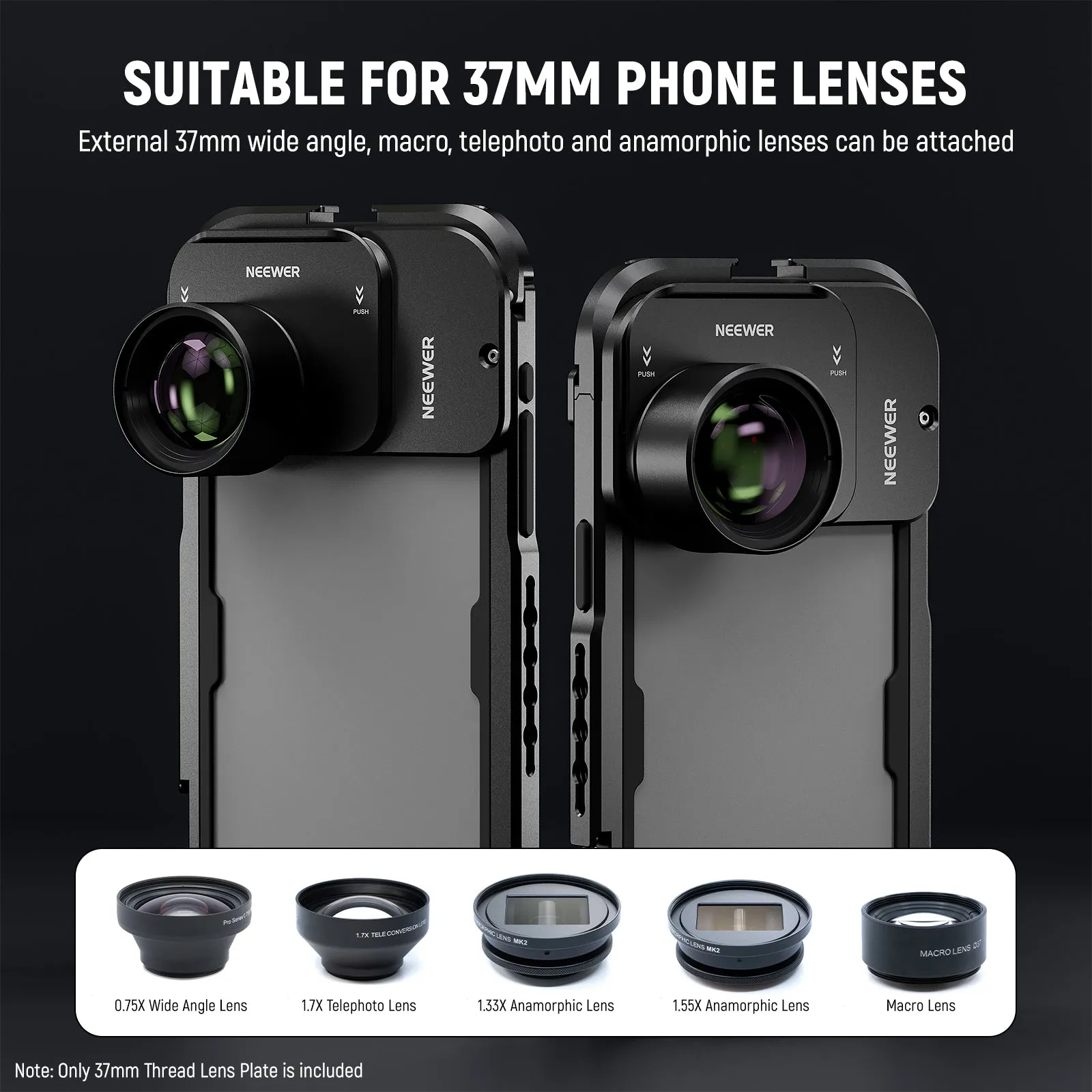 NEEWER  PA035 37mm Thread Lens Backplate for iPhone 15 Pro/Pro Max Cage