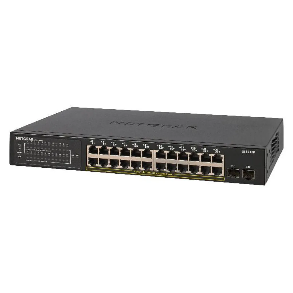 Netgear 24-Port Gigabit Ethernet PoE  Smart Switch With 2 SFP Port 180 W GS324TP