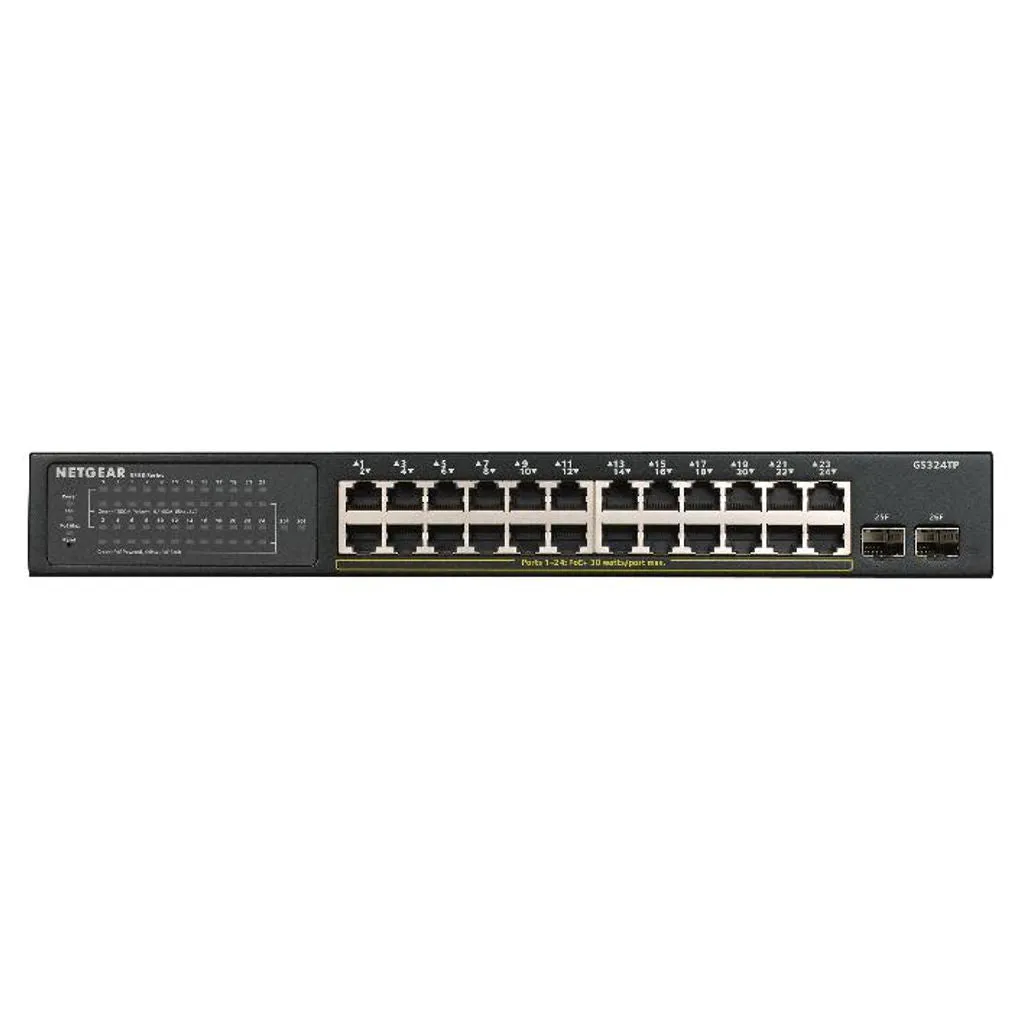 Netgear 24-Port Gigabit Ethernet PoE  Smart Switch With 2 SFP Port 180 W GS324TP