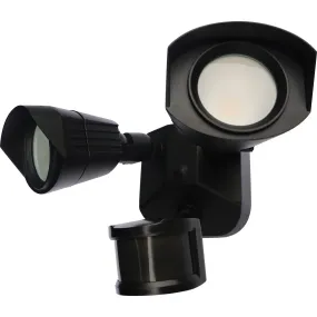 Nuvo LED Security Light w/ Dual Head Light & Motion Sensor in Black Finish 3000k