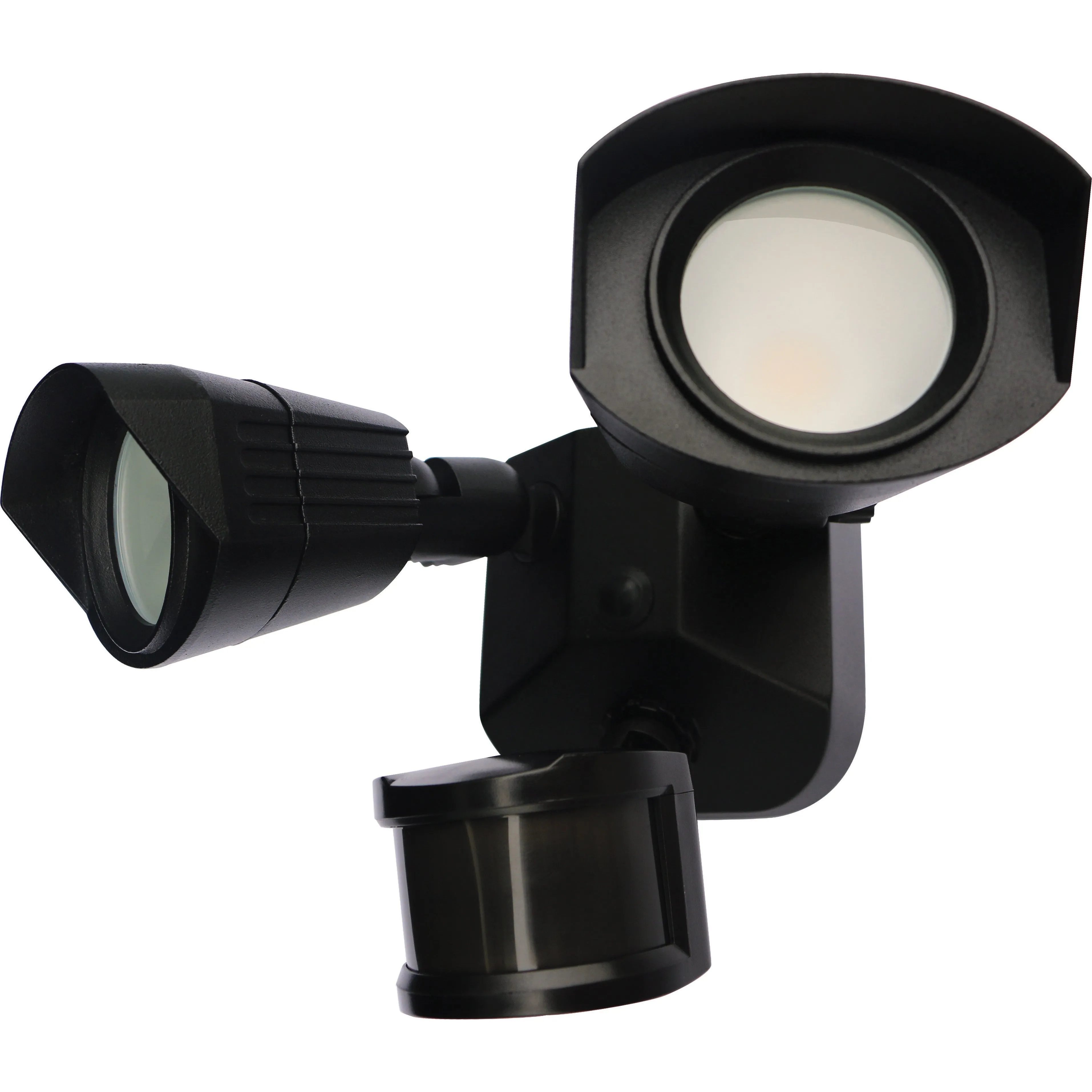 Nuvo LED Security Light w/ Dual Head Light & Motion Sensor in Black Finish 4000k